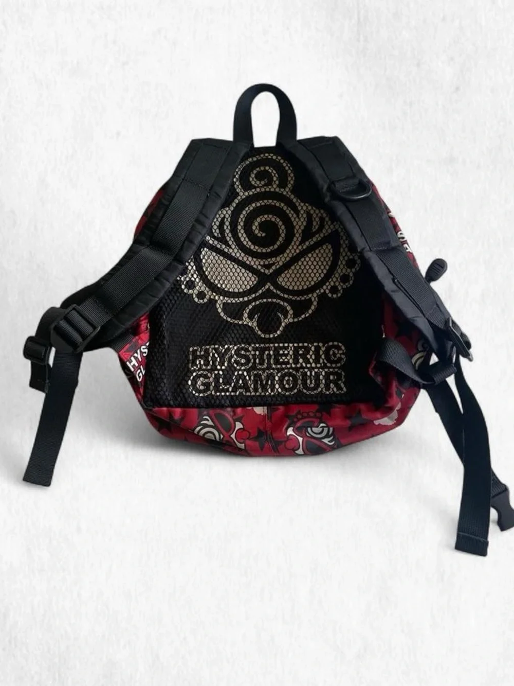 Hysteric Glamour Black & Red Logo Mesh Backpack